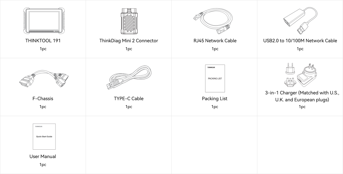 MyMechanic - THINKCAR THINKTOOL 191 - Tilbehør