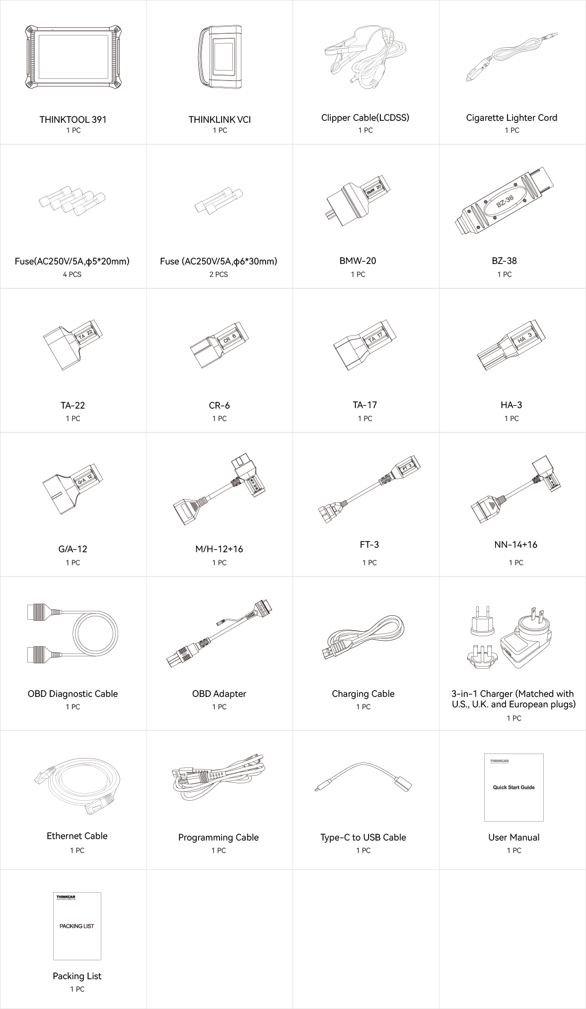 MyMechanic - THINKCAR THINKTOOL Expert 391 - Tilbehør